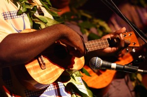 Ukulele player with ukulele